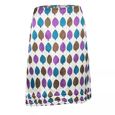 Marni Multicolor Leaf Print Ruched Hem Detail Satin Skirt S • $115.50