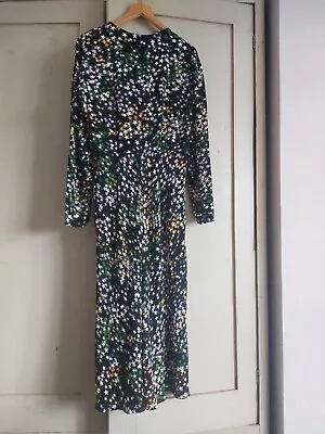 Ghost Maxi Dress Black Multi Star Print Long Sleeve Size M 10 • £10