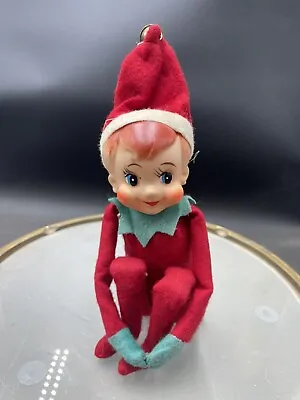 Vintage 7” Pixie/Elf Knee Hugger Christmas Ornament With Bell Japan Excellent • $24.99