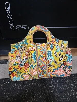 VERA BRADLEY Abby Zip Tote Purse Yellow Floral Paisley Hand Bag NICE • $29.13