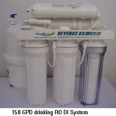 50-100-150 GPD 6 Stage RO DI Reef/drinking Water System With Water Tank Faucet • $149