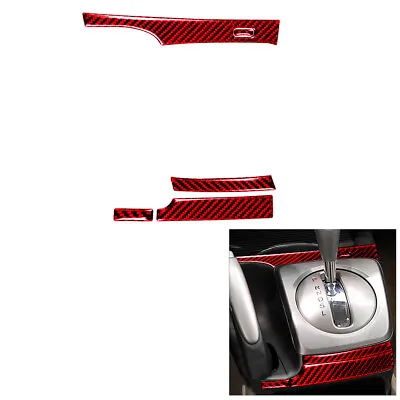 4Pcs For Honda Civic 8th 2006-11 Red Carbon Fiber Gear Shift Side Cover Trim • $11.90