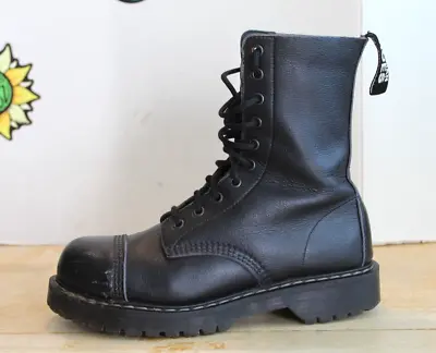 VEGETARIAN SHOES Men's Boots 10 Eye Black Leather US Size 7 (UK 6) England Made. • $80