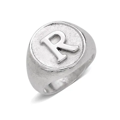 Classic Round Signet .925 Sterling Silver Initial Ring • $88