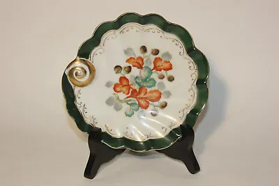 Vtg UCAGCO China Small Green Floral Leaf Shell Gold Dish Made In Occupied Japan • $14.24