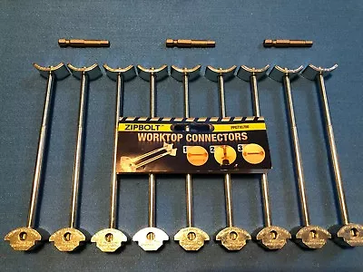 £28.99 • Buy 9 PACK Zipbolt Worktop Countertop Joining Connector Zip Bolt  FREE Hex Bit 3 X 3