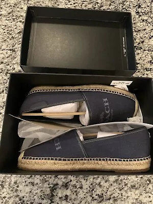 COACH Men's CARRIAGE Logo Denim Espadrille Size 10 M Shoe’s Slip On New Blue • $90