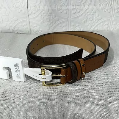 Michael Kors Black Synthetic Adjustable MK Logo Belt Womens Size Large • $32