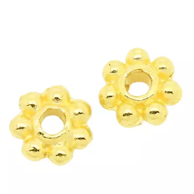 ❤ 500 X GOLD Plated DAISY FLOWER Metal Spacer Bead 4mm Jewellery Making UK ❤ • £1.95