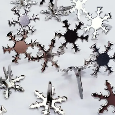 $1.50 • Buy 20 Silver Snowflake Brads 2 Shapes Winter Cardmaking Embellishments Scrapbooking