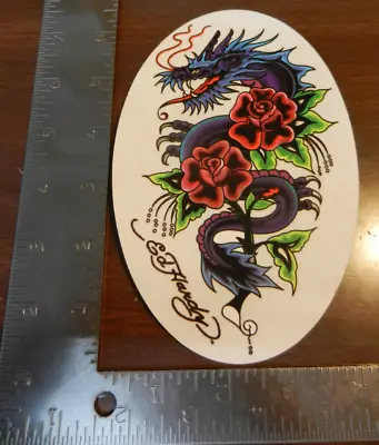 New Ed Hardy Blue & Purple Dragon With Roses Sticker • $5.99