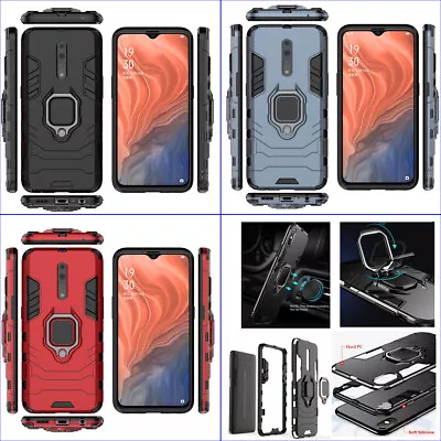 For Oppo Reno Z (BBK 1979) 3D 3in1 Shockproof Rugged Ring Car Holder Case +glass • $8.88