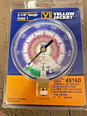 410A Gauge Refrigeration 3-1/8 R410A -30  Vac To 500 Yellow Jacket# 49160 • $39.08