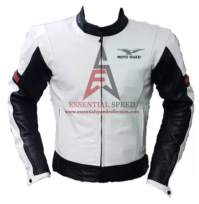 Moto Guzzi Motorbike Leather Jacket In Cow Hide /5 Protection Armour Inside • $166.50