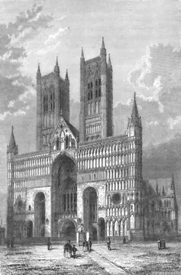 LINCS. Lincoln Cathedral C1885 Old Antique Vintage Print Picture • £14