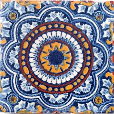 #C055) Mexican Tile Sample Ceramic Handmade 4x4 Inch GET MANY AS YOU NEED !! • $1.75