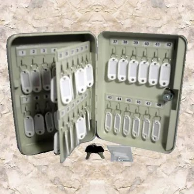 NEW 48 Hook Key Box W/ Tag Metal Safe Wall Mount Home Car Lock Storage Case TAN • $18.95