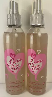 (2) LOVE'S BABY SOFT  Powder Fresh Skin Glow Mist -6.4 Fl Oz VINTAGE **PLS READ • $29.99