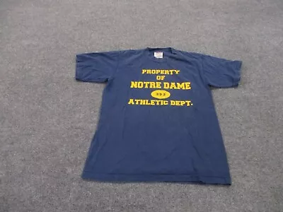 Vintage Notre Dame T-Shirt Adult M Blue Spell Out Single Stitch USA Made Mens • $19.95