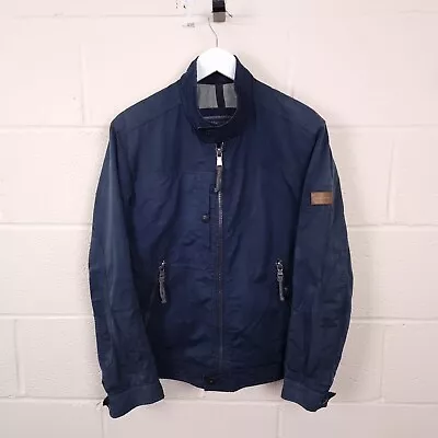 MARC O POLO Jacket Mens M Medium Bomber Cotton Canvas Lined Full Zip Navy Blue • £24.90