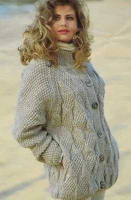Ladies Chunky Raglan Jacket Knitting Pattern With Pockets 30-40  1158 • £2.09