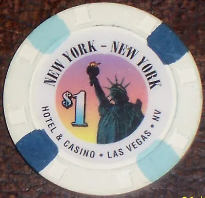 Old $1 NEW YORK NEW YORK Casino Poker Chip Vintage Antique H/C Mold Las Vegas NV • $4