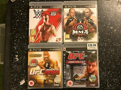 4 Ps3 Playstation 3 Fight Bundle Ufc Undisputed 2009 2010 Wwe 2k15 & Mma Pal • £19.99