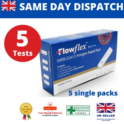 £8.49 • Buy Flowflex Antigen Rapid Lateral Flow (5 X Covid 19 Test) Home Testing LFT 5 Tests