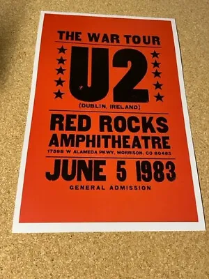 U2 1983 War Tour Red Rocks Ammphitheatre Concert Cardstock Poster  12  X 18  • $9.99
