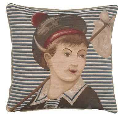 Ship's Boy Vintage Woven Tapestry Pillow Cushion Cover • $55