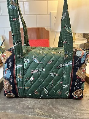 Rare Vintage Vera Bradley Fishing Lures Fly Fishing Green Tote Purse Made In USA • $39.99