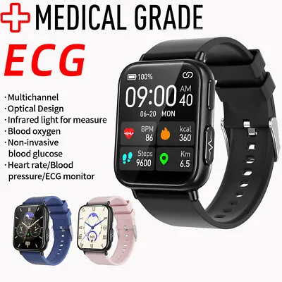 $105.99 • Buy Smart Watch ECG Non-invasive Blood Sugar Heart Rate Pressure Monitor Waterproof