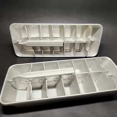 Pair (2) 1950s Vintage Aluminum Ice Cube Trays W/Lever Handle Inserts Pans • $14.95