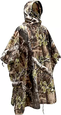 AUSCAMOTEK Camouflage Rain Poncho Hooded Waterproof Camo Raincoat With Blind For • $29.82