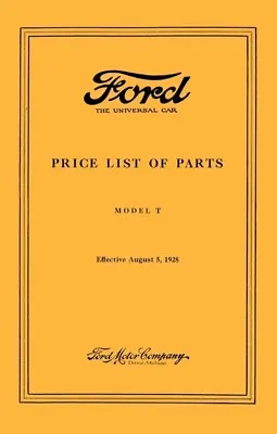 1922-1927 Ford Model T Chassis Only Parts Numbers List Guide Interchange • $31.49