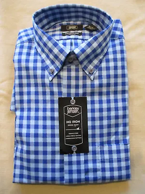 $15.29 • Buy New Berkley Jensen Buttondown Collar Dress Shirt-blue Check Gingham  15.5 32/33