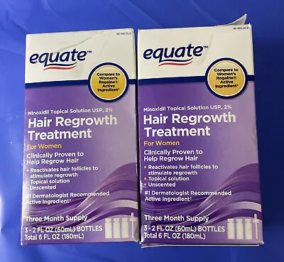 TWO 3-Months’ Equate Women's Hair Regrowth Topical Solution 2% Minoxidil 10/24+ • $43.99