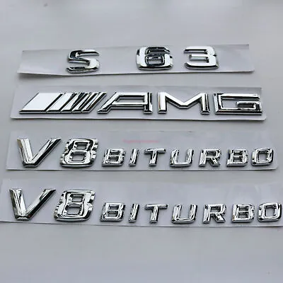  S 63 + AMG + V8 BITURBO   Letters Trunk Embl Badge Sticker For Mercedes Benz • $32.19