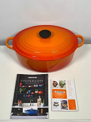 Le Creuset Volcanic Orange Cast Iron Oval Casserole Dish + Lid Size F 30cms- VGC • £99.99