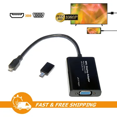 MHL Micro USB To VGA HD TV Cable Display Adapter For Android Samsung Galaxy Note • $8.99