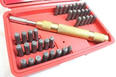 NEW 39 Pc Steel 1/8  Number Letter Hand Stamp Set Kit Metal Punch With Case • $21.59