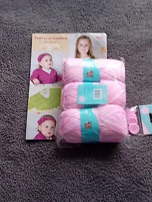 Knitting Bundle Kit 3x50grms Matching Buttons & Baby Pattern Cardigan  • £3.99