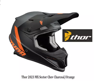 Thor 2023 MX Sector Chev Charcoal/Orange Motocross Dirt Bike Riding Helmet NEW! • $149