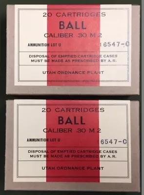 Utah  Ordnance  Plant  Cal. .30  M2 Ball  Wwii  New Replica 20 Round Ammo Boxes • $8.50