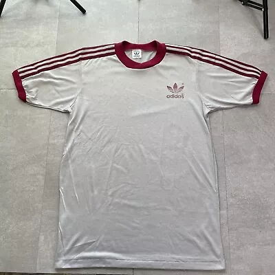 Vintage 1980's Adidas T-shirt Size XL Single Stitch 3 Stripe Mens Soccer Futbol • $38.99