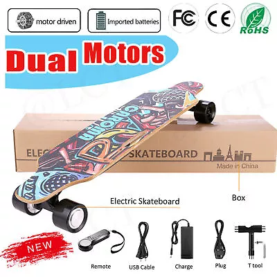 350W Electric Skateboard PU Wheel Hub Dual-Motor With Remote Longboard For Teen • $69.99