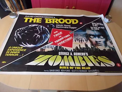 Zombies Dawn Of The Dead / The Brood UK Quad Poster 1976  Size 30  X 40  • £145