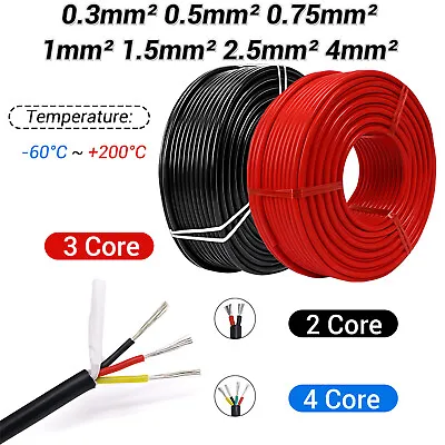 2/3/4 Core Flexible Soft Silicone Wire Cable Tinned Copper Wires 0.3mm² To 4mm² • £4.79