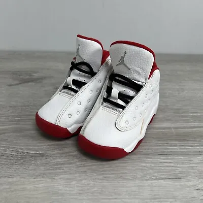 Nike Air Jordan 13 Retro History Of Flight Baby Trainers White & Red UK 5.5 • £34.99