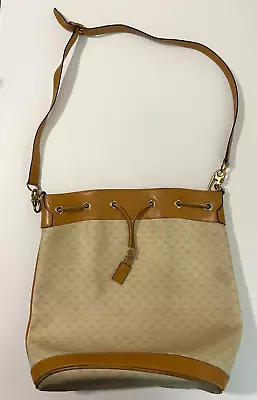 Vintage Gucci Drawstring Bucket Shoulder Bag Handbag Purse Micro Mini GG Canvas  • $300